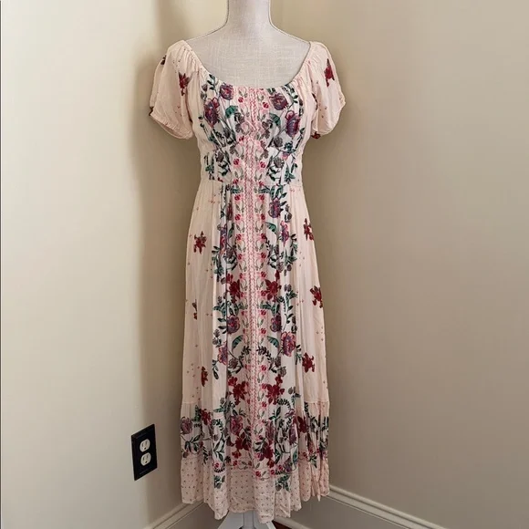 Angie Cream Floral Midi Dress - Picture 6 of 14